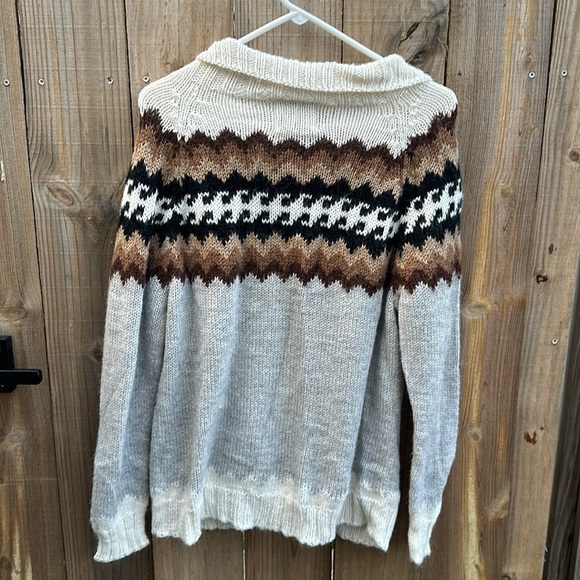 Alpaca Connection Small Tall Peruvian Wearable Art Aztec Folk Cardigan Sweater - Picture 4 of 7